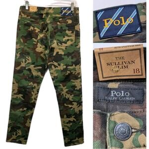 NWT Polo Ralph Lauren The Sullivan Slim Fit Boys Size 18 Jeans Camo Green 3116
